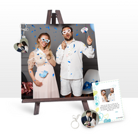 Canvas Easel 30x30 + Personalized Card + 2 Acrylic Keychains